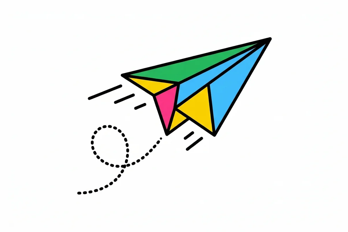 A paper plane on its way somewhere